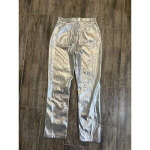 A&F Curve Love The 90s Straight Pant Sz 10/30 Silver Leather Ultra High Rise New